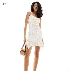 SNDYS Bow Front Lace Trim Cami Mini Dress with Ruffle Hem